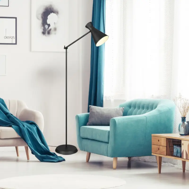 Lampadaire Articulé Enzo 1x10W E27 Noir Mat Bon Plan