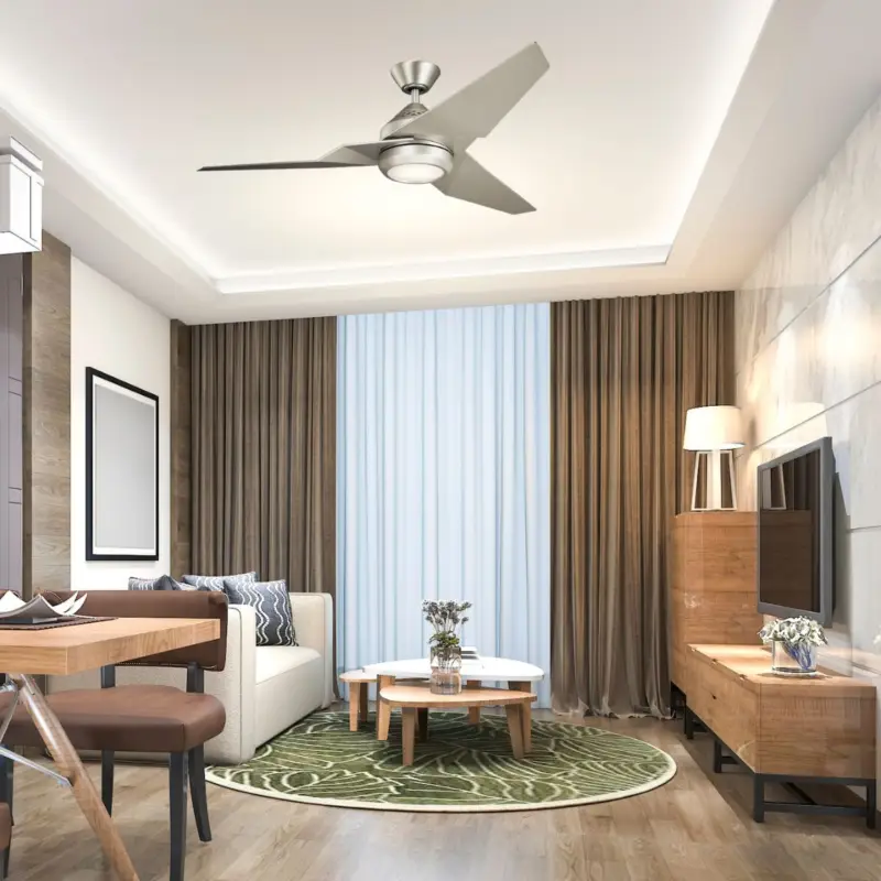 Commande En Gros Ventilateur Plafond Jade 152cm Nickel brossé Argenté