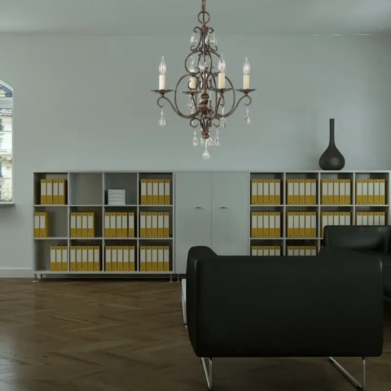 Acheter Direct Lustre Pampilles Chateau 4x60W E14 Bronze