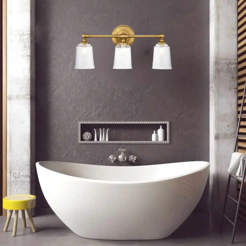 Promotion Saisonnière Applique Salle de Bain Hugeunot Lake 3×3,5W G9 LED Laiton