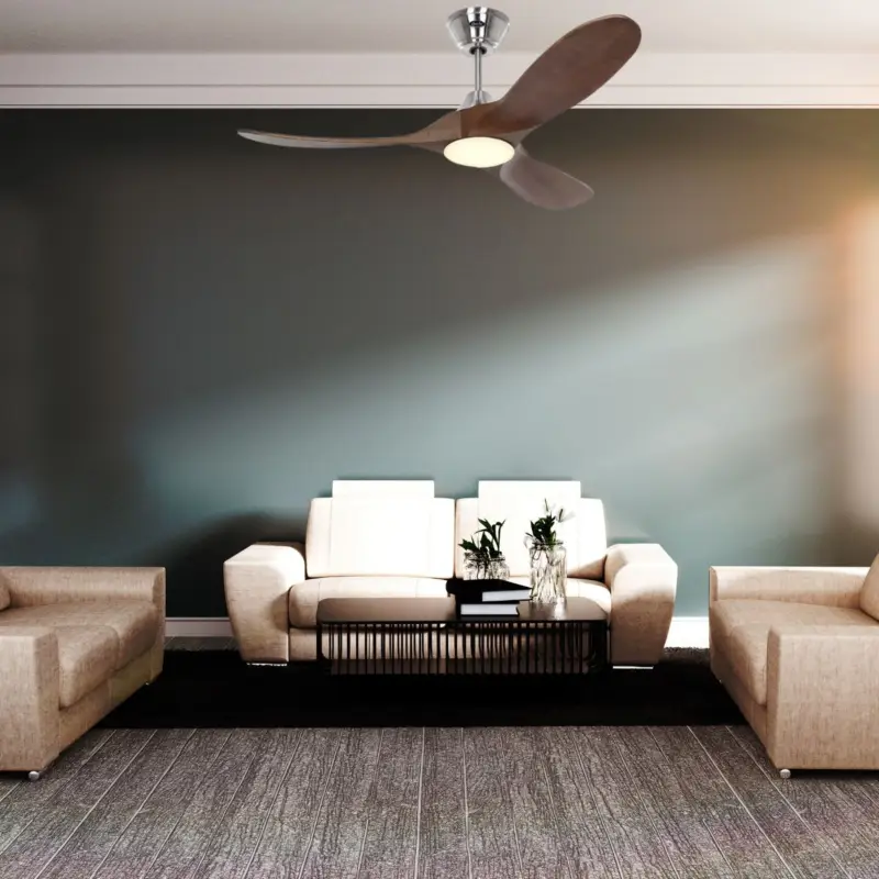 Solde Ventilateur de Plafond LED Genuino 122cm Chromé Noyer