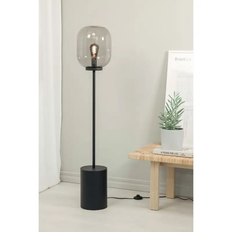 Paiement Sécurisé Lampadaire Brooklyn 1x40W E27 Noir Fumé