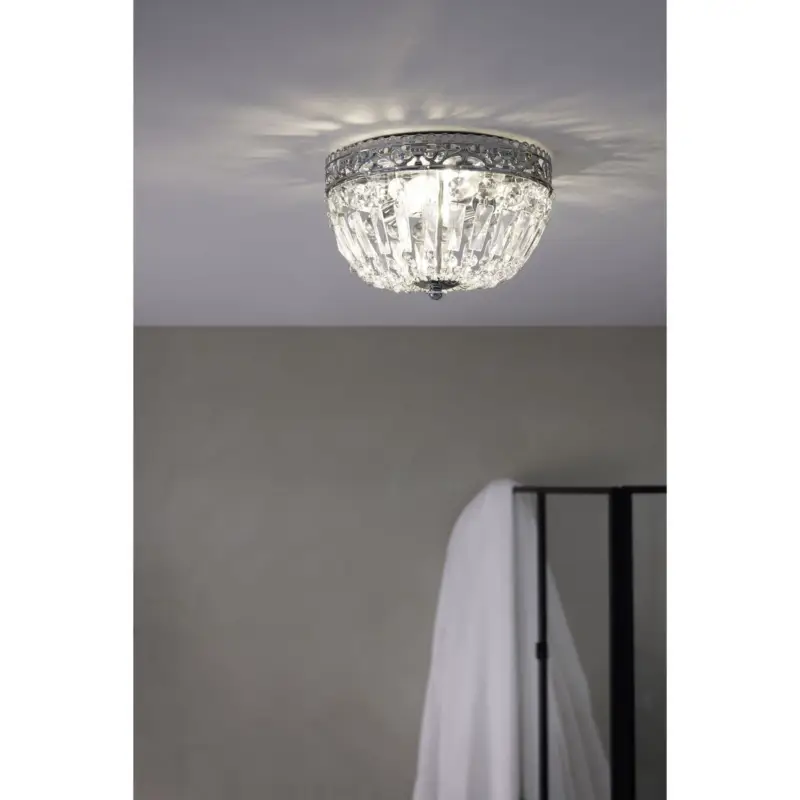 Prix Réduit Plafonnier Etienne 2x40W E14 Chromé Transparent