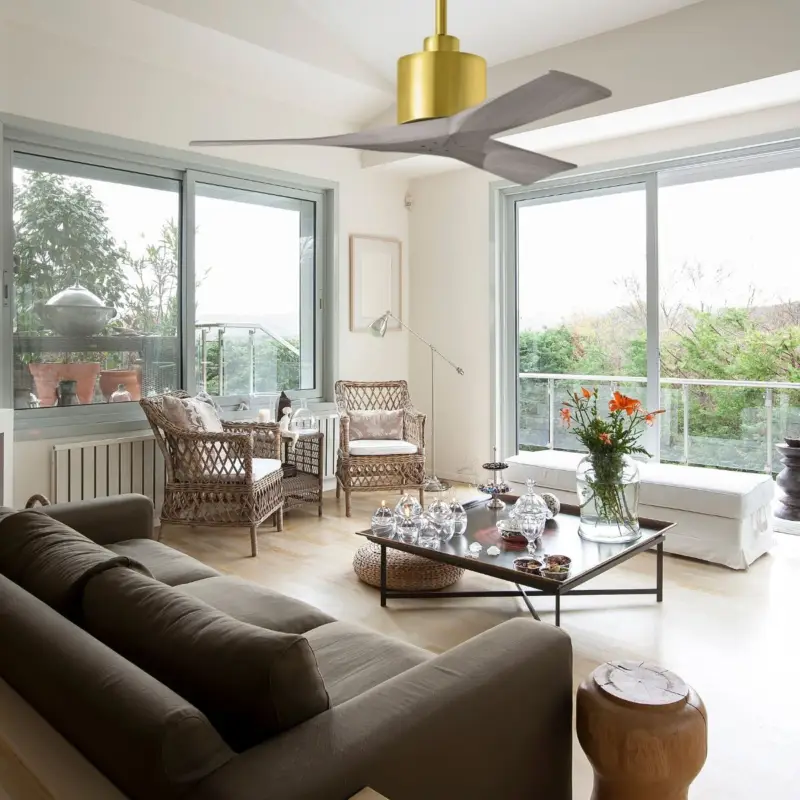 Paiement Sécurisé Ventilateur Plafond Nan 107cm Laiton Frêne gris