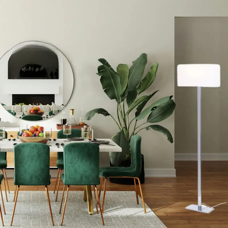 Lampadaire Plaza 1x42W E27 Blanc Chromé Prix Réduit
