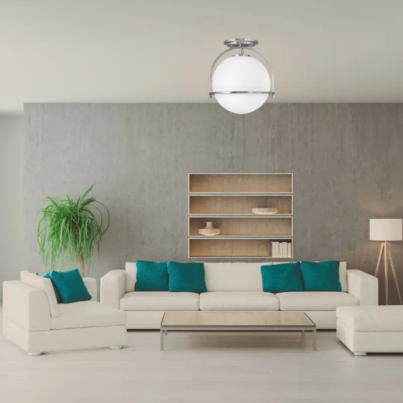 Plafonnier Somerset 1x60W E27 Nickel brossé Opale Solde