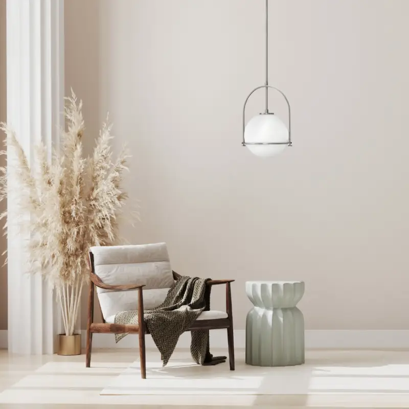 Suspension Somerset 1x60W E27 Nickel brossé Opale Remise
