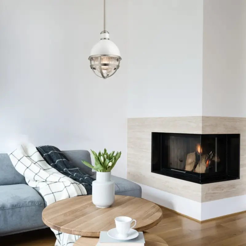 Prix Cassé Suspension Tollis 1x40W E27 Nickel brossé Blanc H316mm