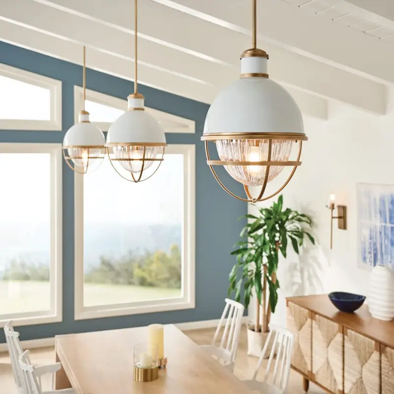 Meilleur Choix Suspension Tollis 1x40W E27 Laiton Naturel Blanc H606mm