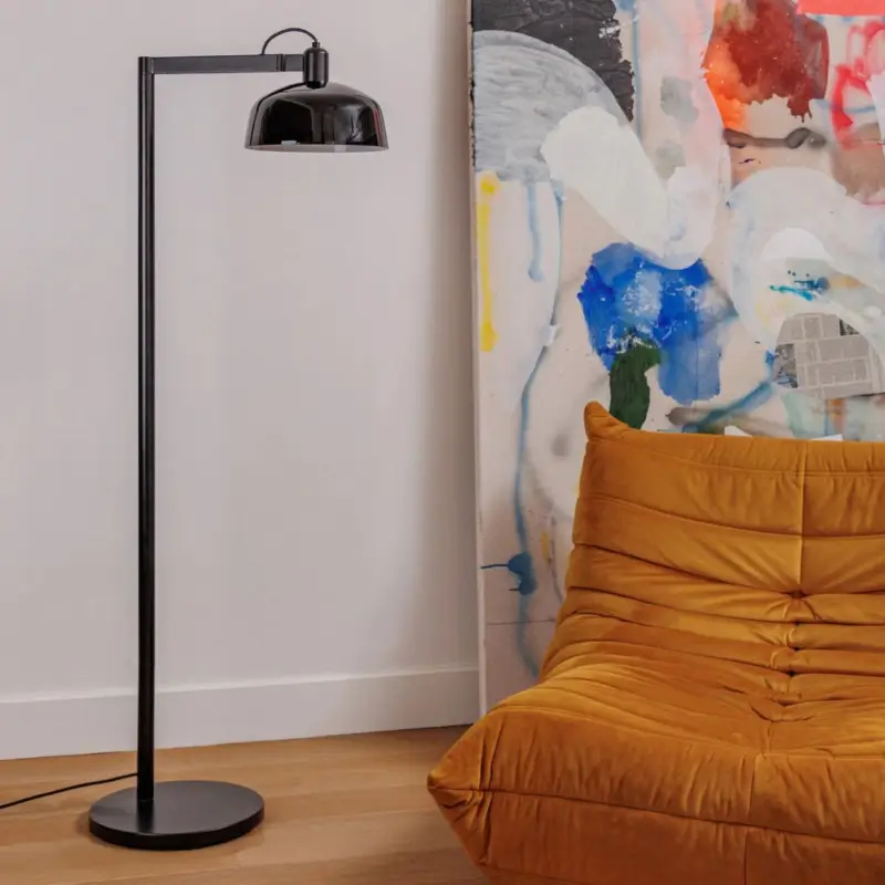 Lampadaire TATAWIN 1x15W E27 Noir Satiné Noir Brillant Bon Plan