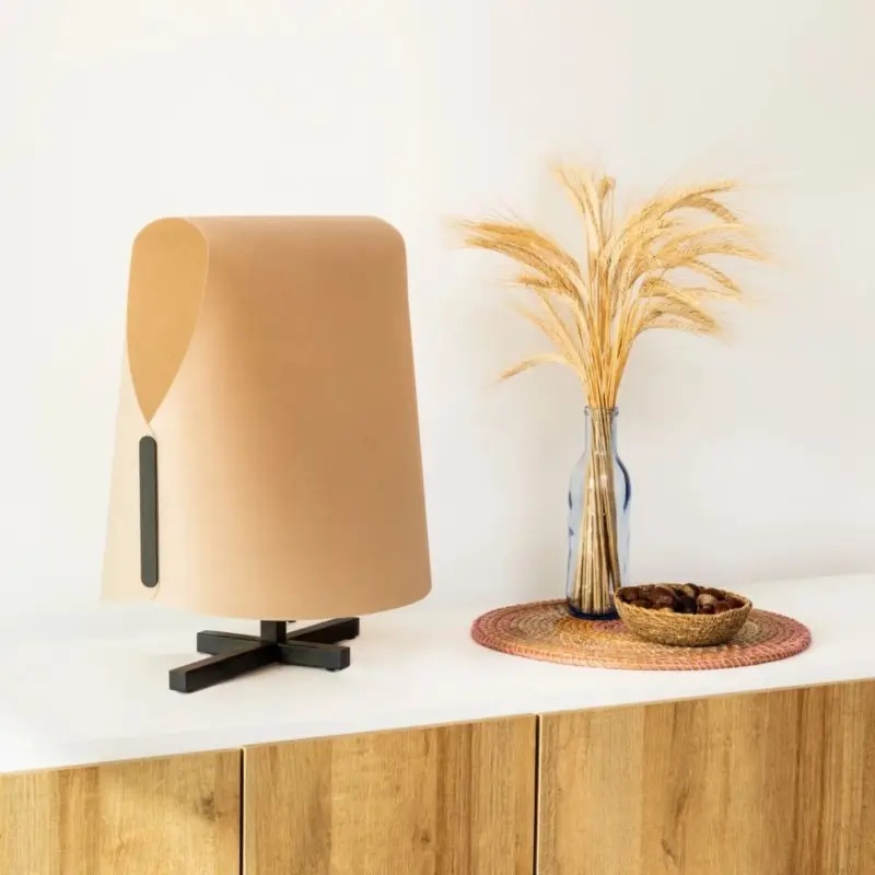 Lampe LUANG M 1x15W E27 Noir Camel Pas Cher