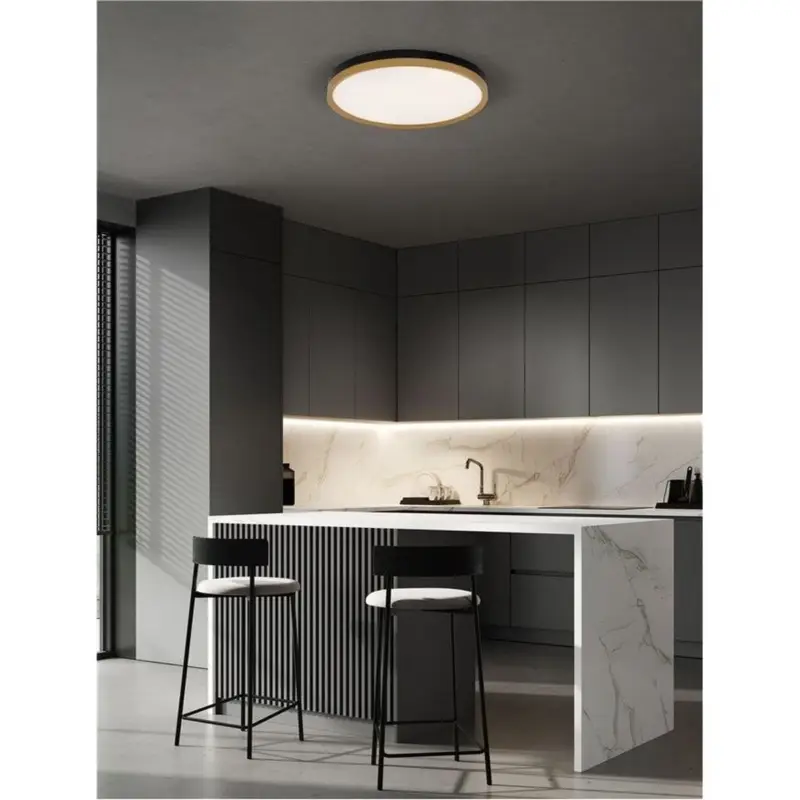 Prix Promo Plafonnier MR JOHN 37W LED Noir Or