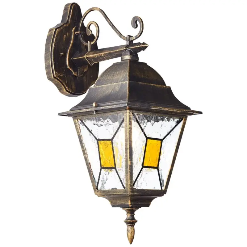 Retour Gratuit Applique Extérieur JANEL 1x60W E27 Noir doré Suspendue