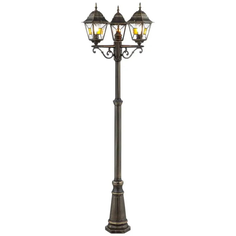 Prix Réduit Lampadaire Extérieur JANEL 3x60W E27 Noir doré
