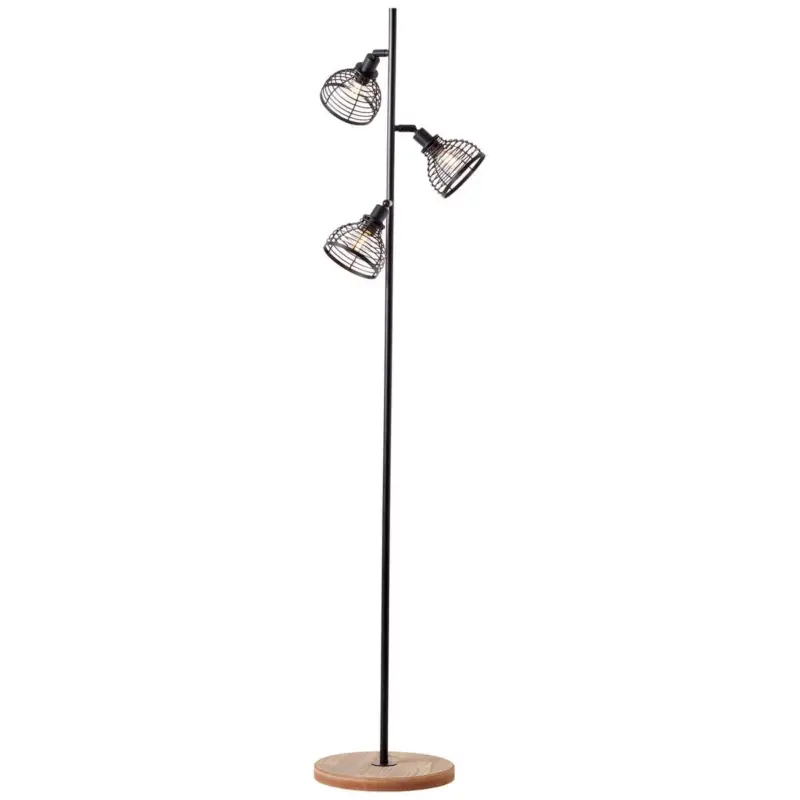 Lampadaire AVIA 3x42W E14 Noir-bois Livraison Express