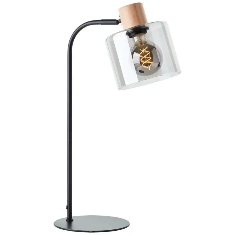 Top Vente Lampe WEALD 1x40W E27 Noir-fumé-bois