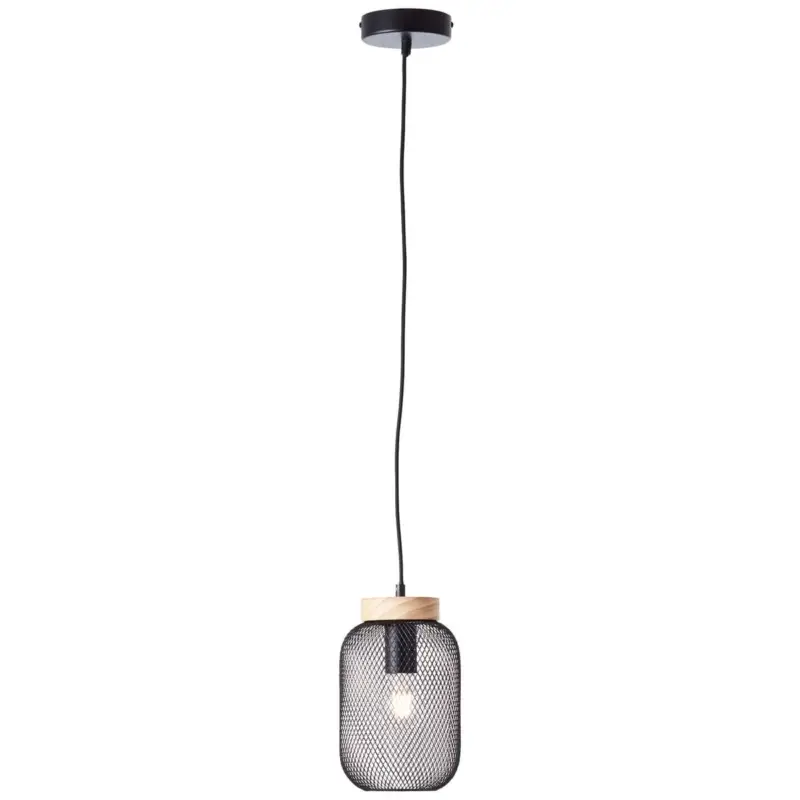 Quantité Limitée Suspension GIADA 1x40W E27 Noir-bois H1120