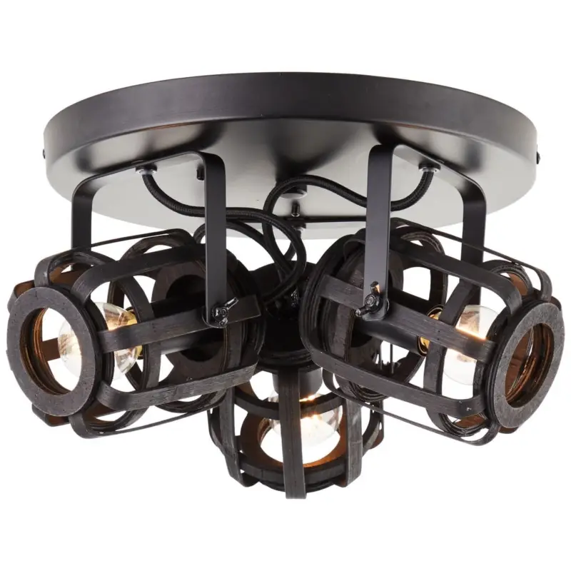 Plafonnier WOODROW 3x42W E14 Bois foncé-noir Réduction