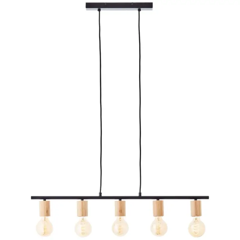 Suspension KERRY 5x40W E27 Noir-naturel Usine Directe