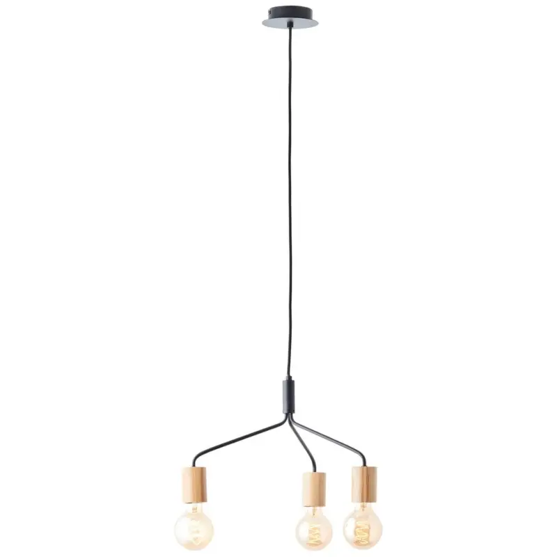Produit De Marque Suspension ELYNA 3x40W E27 Noir-naturel