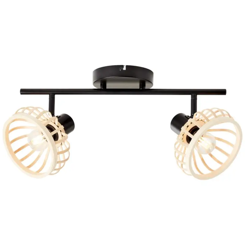 Plafonnier NORAH 2x28W E14 Noir-naturel Vente Flash