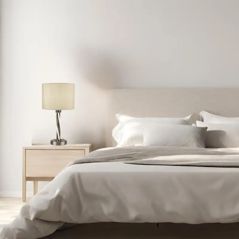 Lampe VEGAS 1x60W+1x6W E27 Argent satiné Blanc Soldes