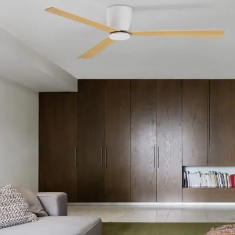 Ventilateur Plafond Dell 122 cm Blanc et Bois Bon Marché