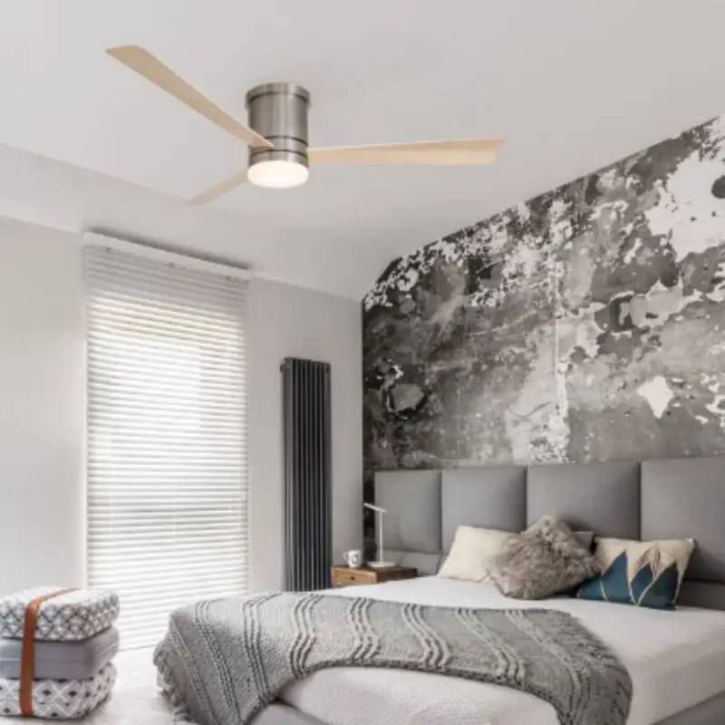Jusqu&rsquo;à Épuisement Des Stocks Ventilateur Plafond Satin 132 cm Nickel et Bois