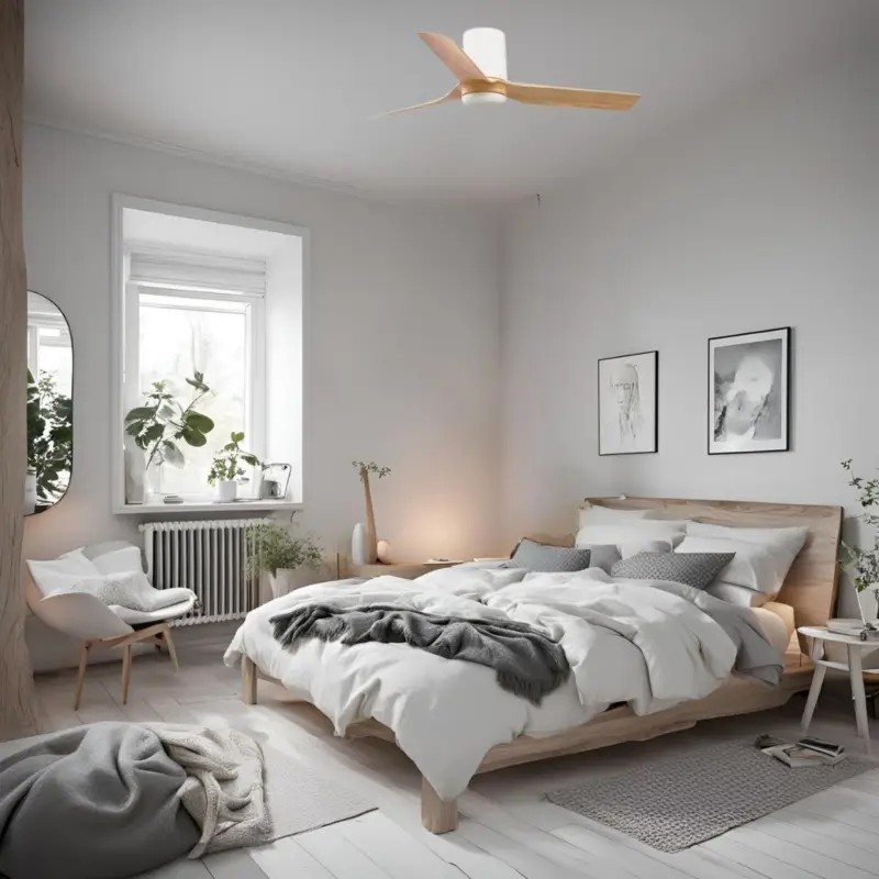 Prix Réduit Ventilateur Plafond PUNT TUB S 90cm Blanc et Bois Clair
