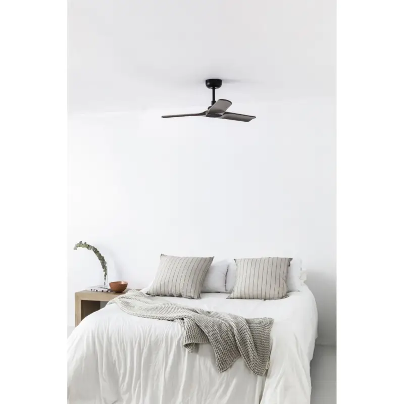Ventilateur Plafond HEYWOOD S 90cm Noir Mat Bois foncé Offre Limitée