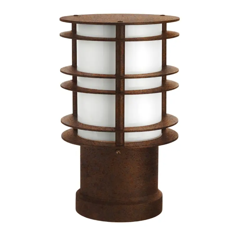 Borne Extérieure STOCKHOLM 46W E27 Rouille Acier Galvanisé Verre Opale Polycarbonate Promotion