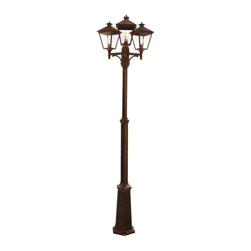Dernier Modèle Lampadaire Extérieur LONDON 3x77W E27 Rouille