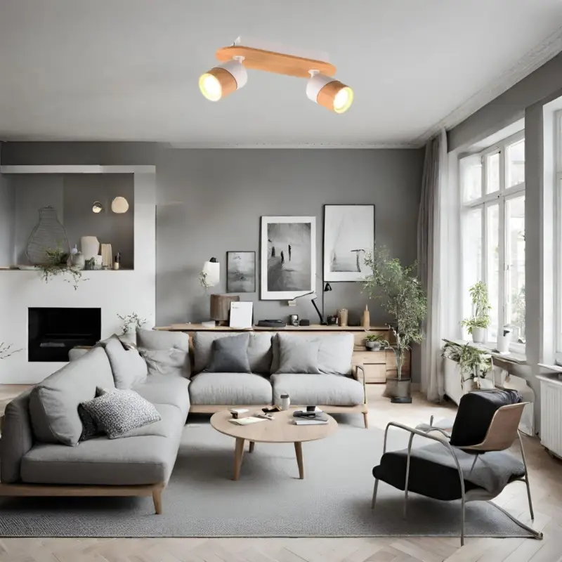 Haute Qualité Plafonnier Spot ARUNI 2x10W Couleur bois Blanc