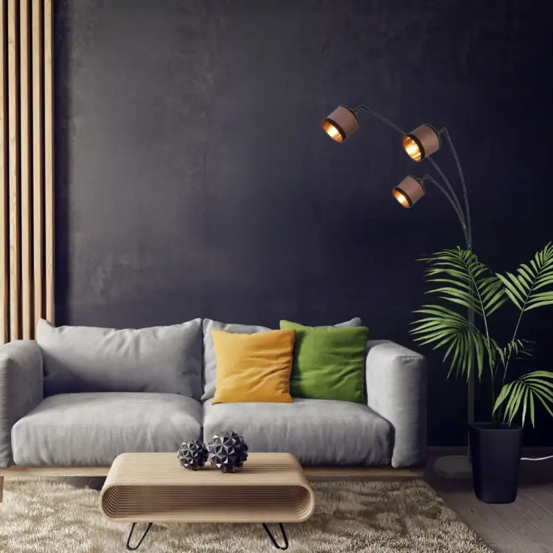 Lampadaire DAVOS 3x28W Noir mat Expédition Rapide