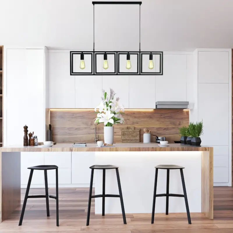 Suspension PLAZA 4x60W E27 Noir Solde