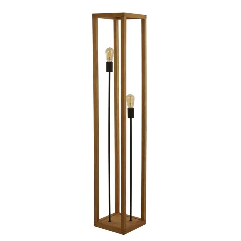 Marque Lampadaire SQUARE 2x10W E27 Bois naturel Noir