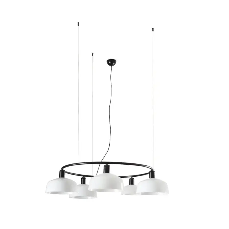 Super Prix Suspension TATAWIN M 5x15W E27 G45 MAX Noir Satiné Opal