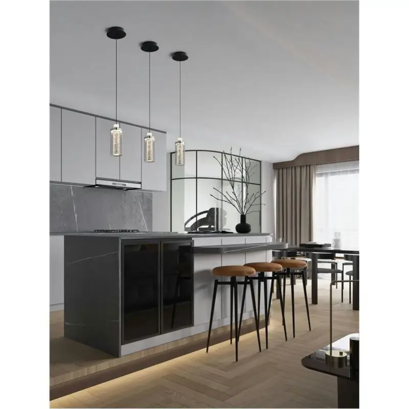 Vente Directe Suspension LUNE 9W LED Noir, chrome