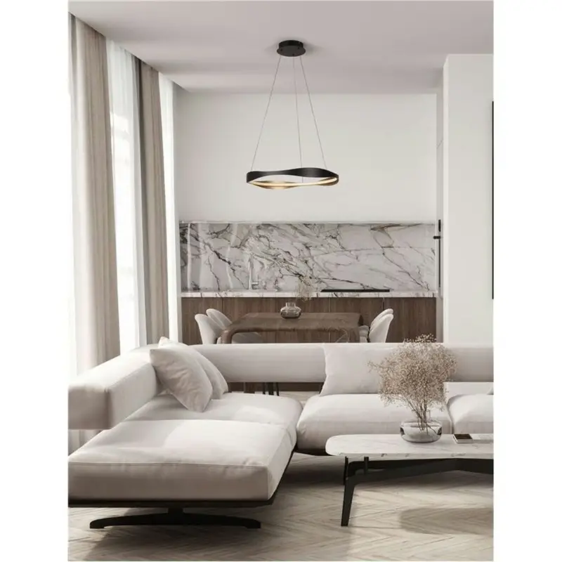 Suspension DOBI 32W LED Noir sablonneux, or Réduction
