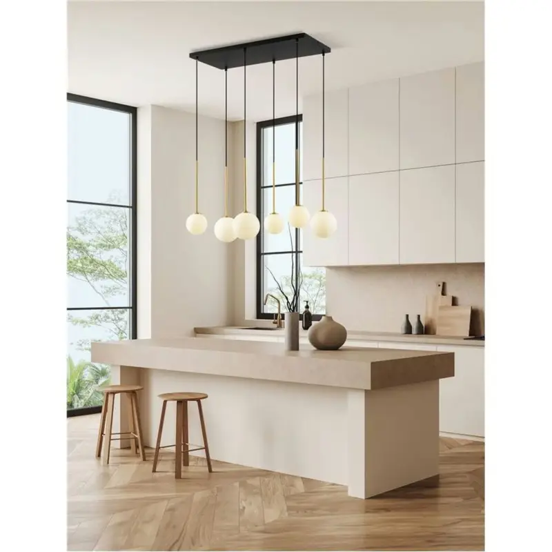 Produit De Marque Suspension SAVOY 6X5W LED G9 Or satiné, noir, blanc
