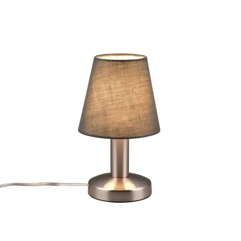 Lampe de table MATS II 1x40W E14 Nickel mat abat-jour gris Nouvel Arrivage