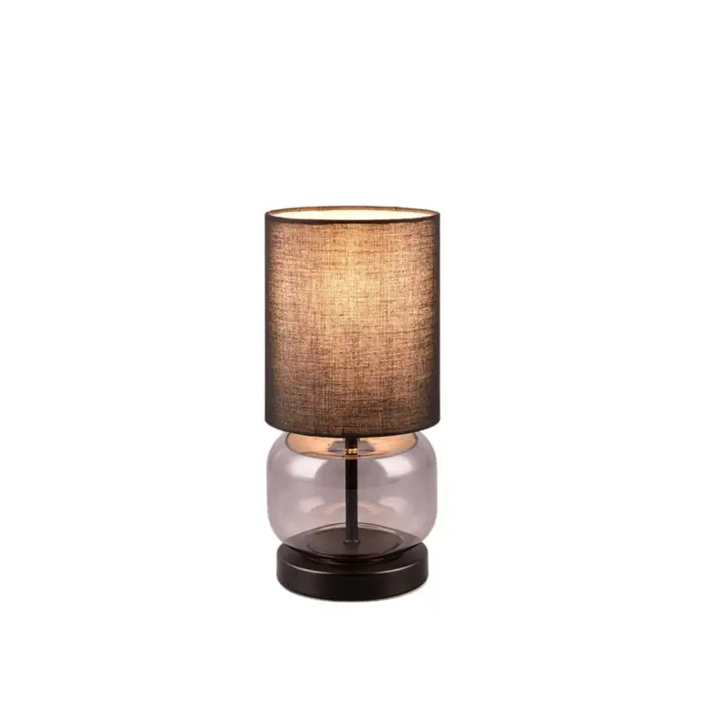 Lampe de table ELIO 1x40W E27 Noir mat verre fumé Haute Qualité