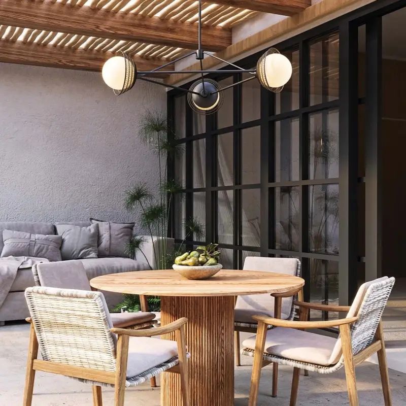 Suspension Perth Noir et opale 3x40W Satisfait Ou Remboursé