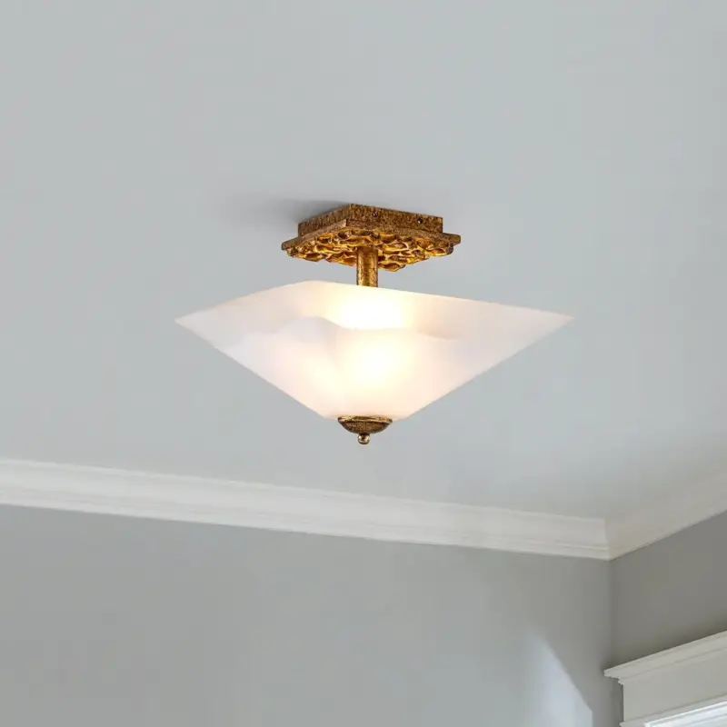Plafonnier Star Doré et opale 2x40W Retour Gratuit