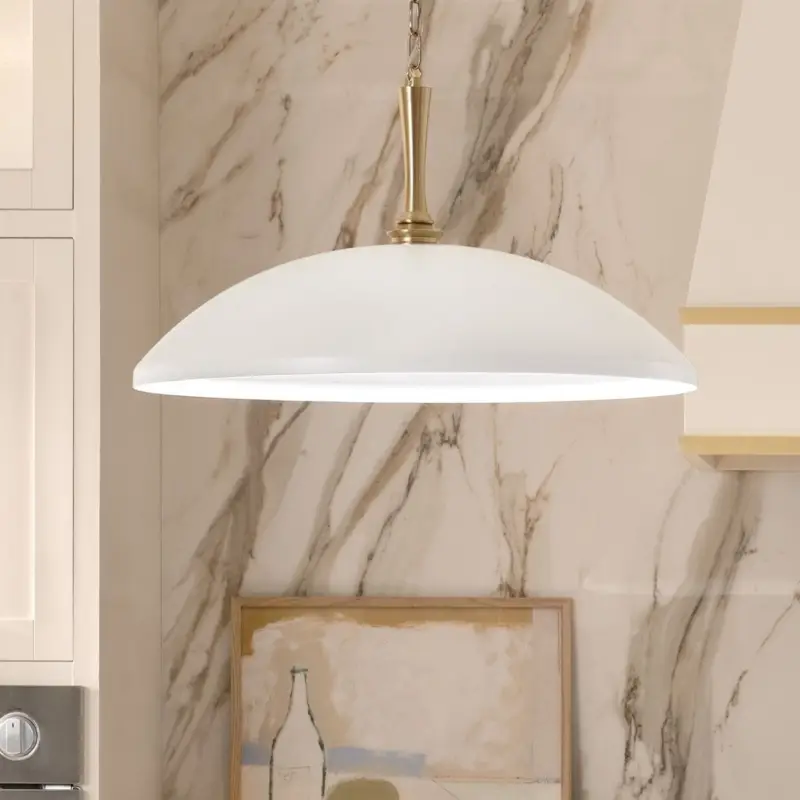 Suspension Delarosa Blanc et bronze 60W Authentique