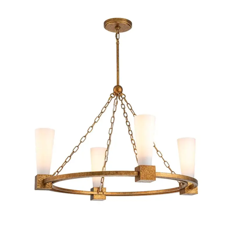 Lustre Kristy Doré et opale 4x40W Pas Cher