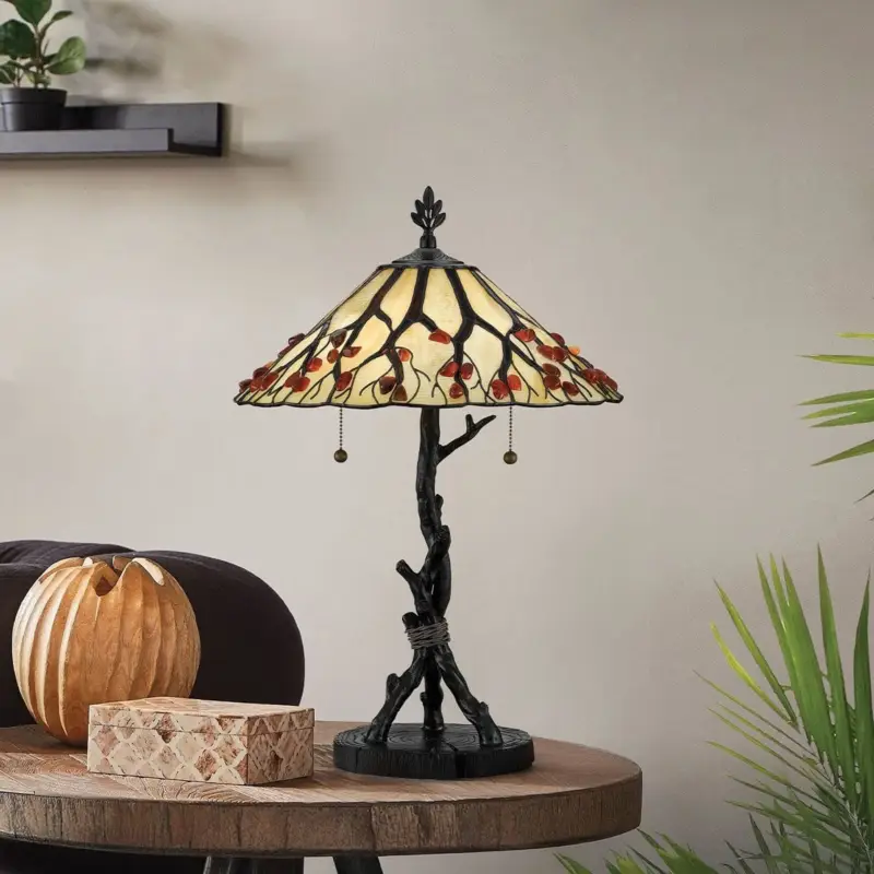 Lampe Whispering Bronze et blanc crème 2x60W Top Vente