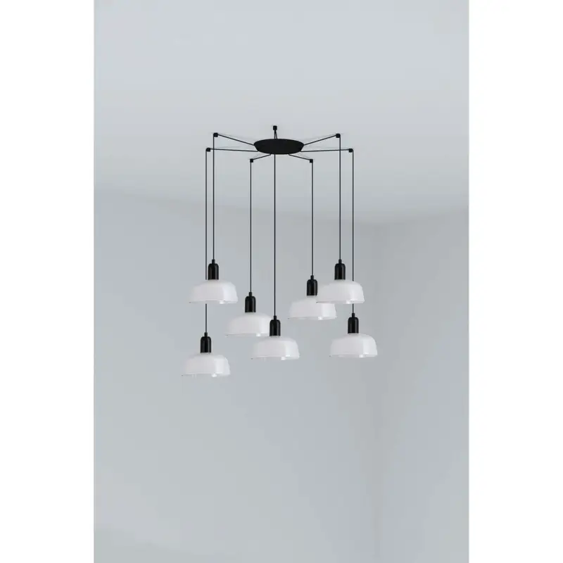 Suspension TATAWIN S Noir Blanc 7x15W E27 LED Solde