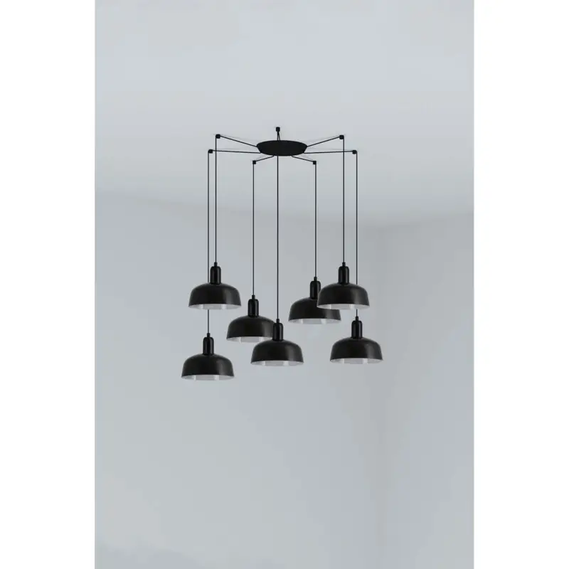 Remise Suspension TATAWIN S Noir 7x15W E27 LED