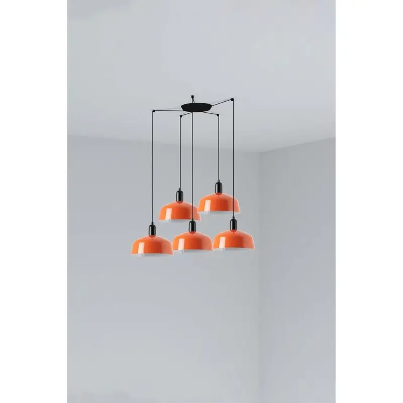 Offre Du Jour Suspension TATAWIN L Noir Orange 5x15W E27 LED